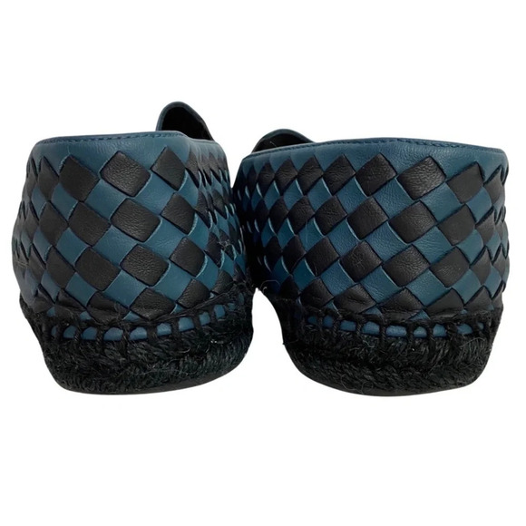 Bottega Veneta Leather Woven Espadrilles Mens 5 / 38 Slide On Shoes Blue Black - Picture 5 of 14